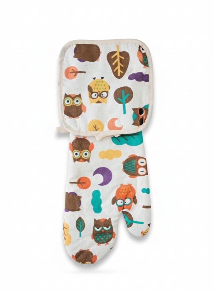 جوانتي وماسك فرن حراري كتان  قطعتين. - Image 1